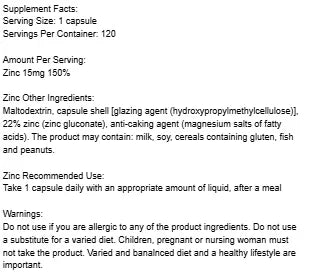 Essensey - Zinc Organic, 15mg - 120 caps - LaVida Prana