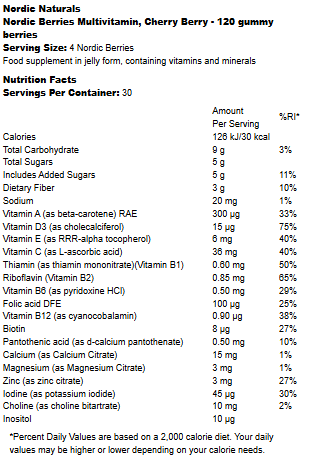 Nordic Naturals - Nordic Berries Multivitamin, Cherry Berry - 120 gummy berries - LaVida Prana