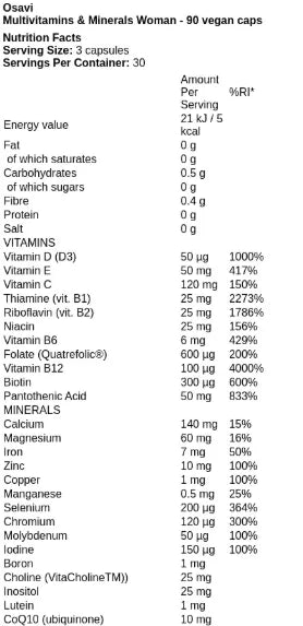 Osavi - Multivitamins & Minerals Woman - 90 vegan caps - LaVida Prana