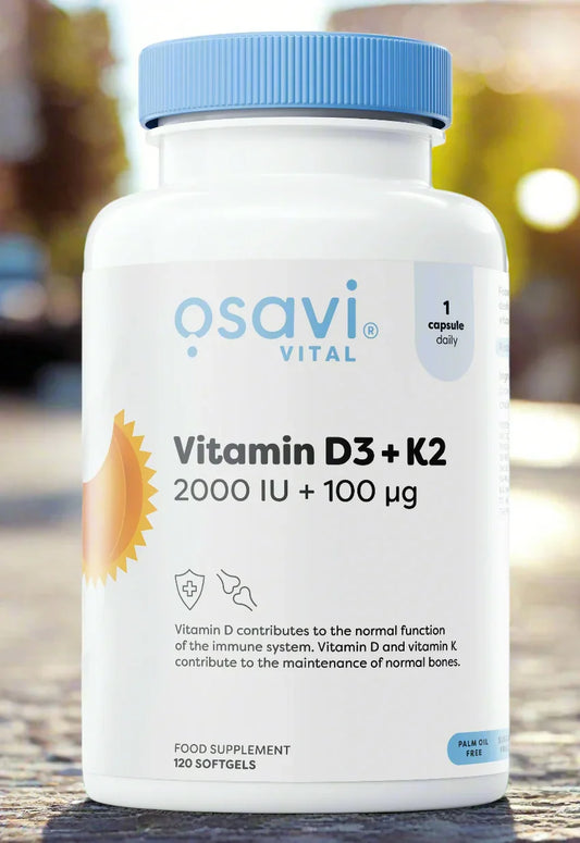 Osavi - Vitamin D3 + K2, 2000IU + 100mcg - 120 softgels - LaVida Prana